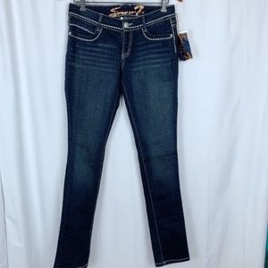 Seven7 women's dark wash embroidered jeans size 27